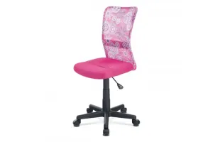 AUTRONIC KA-2325 PINK kancelárska stolička, ružová mesh, plastový kríž, sieťovina motív