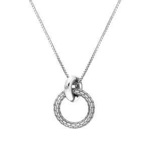 Hot Diamonds Moderný strieborný náhrdelník s diamantom Woven DP866 (retiazka, prívesok)