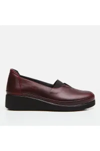 Hotiç Genuine Leather Claret Red Women's Loafers