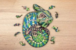 Eco-wood-art - drevené puzzle Chameleon