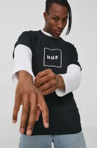 Bavlnené tričko HUF čierna farba, s potlačou #178278
