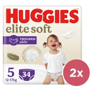 2x HUGGIES® Elite Soft Pants Nohavičky plienkové jednorázové 5 (12-17 kg) 34 ks #7351587