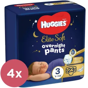 4x HUGGIES Elite Soft Pants OVN Nohavičky plienkové jednorazové 3 (6-11 kg) 23 ks #9530628