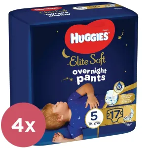 4x HUGGIES Elite Soft Pants OVN Nohavičky plienkové jednorazové 5 (12-17 kg) 17 ks #7351555