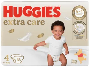 Huggies Extra Care Size 4 jednorazové plienky 8-16 kg 33 ks