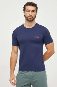 Bavlnené tričko HUGO 3-pak šedá farba, s potlačou
