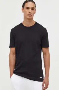 Bavlnené tričko HUGO čierna farba, jednofarebné #8733690