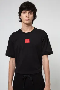 Bavlnené tričko HUGO čierna farba, s potlačou #167990