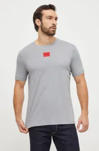 Bavlnené tričko HUGO šedá farba,s nášivkou,50447978