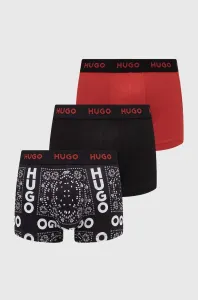 Boxerky HUGO 3-pak pánske, červená farba #9221800