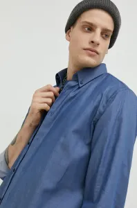 Košeľa HUGO pánska, tmavomodrá farba, slim, s golierom button-down #9205760