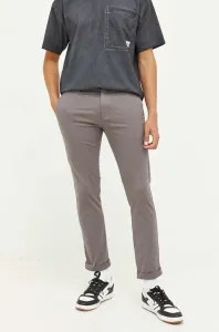 Nohavice HUGO pánske, šedá farba, priliehavé #8405848