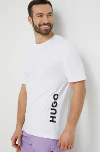 Plážové tričko HUGO biela farba, s potlačou