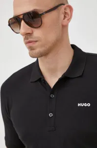 Polo tričko HUGO pánske, čierna farba, jednofarebné #234486