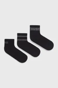 Ponožky HUGO (3-pak) pánske, čierna farba #2569177