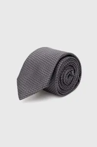 Hodvábna kravata HUGO šedá farba #8741403