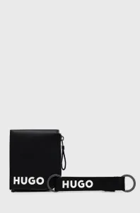 Peňaženka + kľúčenka HUGO pánsky, čierna farba