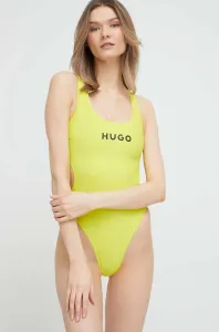 Jednodielne plavky HUGO žltá farba, mäkké košíky
