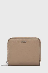 Kožená peňaženka HUGO dámsky, béžová farba