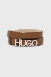 Kožený opasok Hugo dámsky, hnedá farba #167629