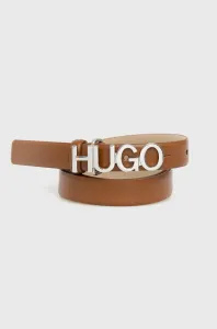 Kožený opasok Hugo dámsky, hnedá farba #167630