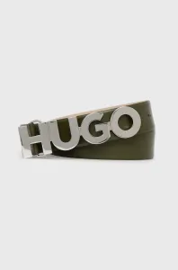 Kožený opasok HUGO dámsky,zelená farba,50470629