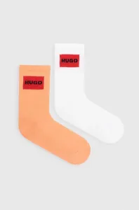 Ponožky HUGO 2-pak dámske, oranžová farba #8697672