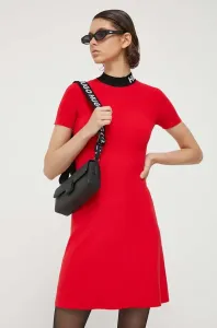 Šaty HUGO červená farba, mini, áčkový strih