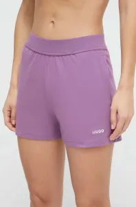 Šortky HUGO fialová farba, jednofarebné, vysoký pás