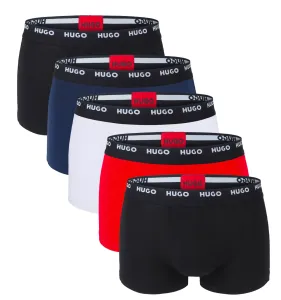 HUGO - boxerky 5PACK cotton stretch black & dark multicolor combo - limitovaná fashion edícia (HUGO BOSS)