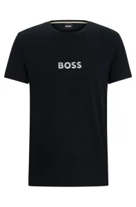 Bavlnené plážové tričko BOSS čierna farba, s potlačou #8289692