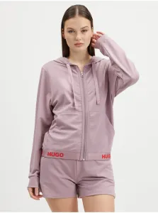 Staroružová dámska mikina na zips s kapucňou HUGO #6505484