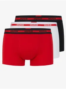 Sada tří pánských boxerek v černé, červené a bílé barvě HUGO #6247828