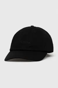 Bavlnená šiltovka Hummel čierna farba, jednofarebná
