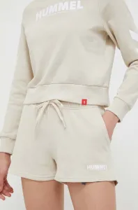 Bavlnené šortky Hummel béžová farba, jednofarebné, stredne vysoký pás