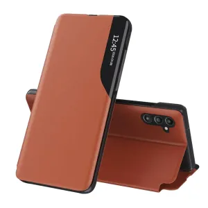 Hurtel Eco Leather View Case, Samsung Galaxy A25 5G, oranžový