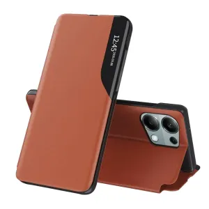 Hurtel Eco Leather View Case, Xiaomi Redmi Note 13 Pro 4G / Poco M6 Pro 4G, oranžové