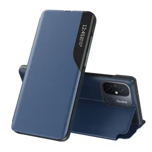 Hurtel Eco Leather View Case, Xiaomi Redmi 11A / Poco C55 / Redmi 12C, modré