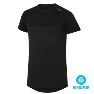 Husky  Pánske tričko s krátkým rukávom čierna, L Merino termoprádlo