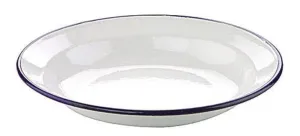 Retro smaltovaný hlboký tanier biely s modrou linkou - 22 cm - Ibili
