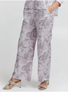 Bielo-fialové dámske voľné kvetované nohavice ICHI #669267