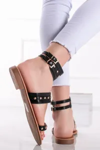 Čierne nízke vybíjané sandále Margaux