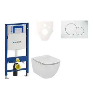 Cenovo zvýhodnený závesný WC set Geberit do ľahkých stien / predstenová montáž + WC Ideal Standard Tesi 111.300.00.5NF1 #540045