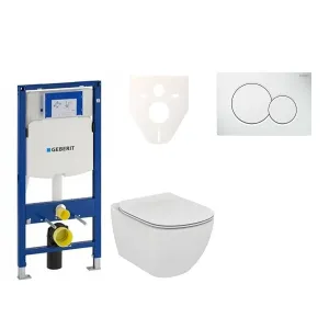 Cenovo zvýhodnený závesný WC set Geberit do ľahkých stien / predstenová montáž + WC Ideal Standard Tesi 111.300.00.5NF1 #4253108