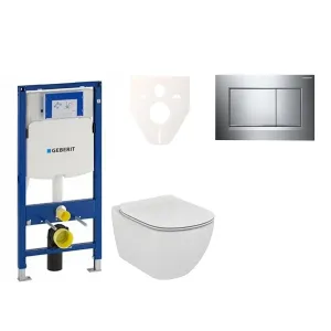 Cenovo zvýhodnený závesný WC set Geberit do ľahkých stien / predstenová montáž + WC Ideal Standard Tesi 111.300.00.5NF6