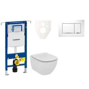 Cenovo zvýhodnený závesný WC set Geberit do ľahkých stien / predstenová montáž + WC Ideal Standard Tesi 111.355.00.5NF5