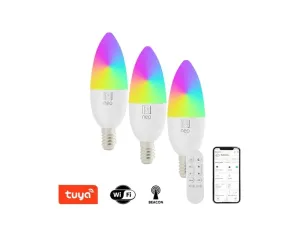 IMMAX NEO LITE 3× Smart žiarovka LED E14 6W RGB+CCT, stmievateľná, WiFi, Beacon, DO