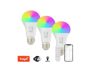 IMMAX NEO LITE 3× Smart žiarovka LED E27 11W RGB+CCT, stmievateľná, WiFi, Beacon, DO