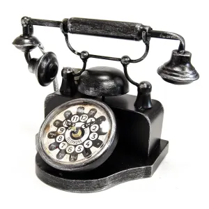 Stolné hodiny Old telephone, čierna