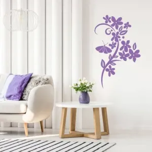 Nálepka na stenu - Motýľ a kvety